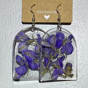 Purple Floral Resin Earrings